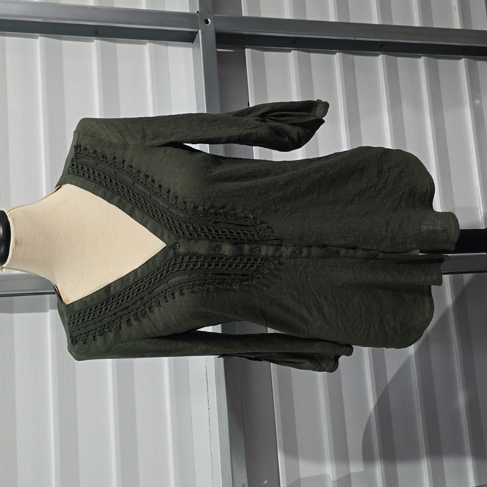 Spense Green Button Down Blouse Size‎ Medium